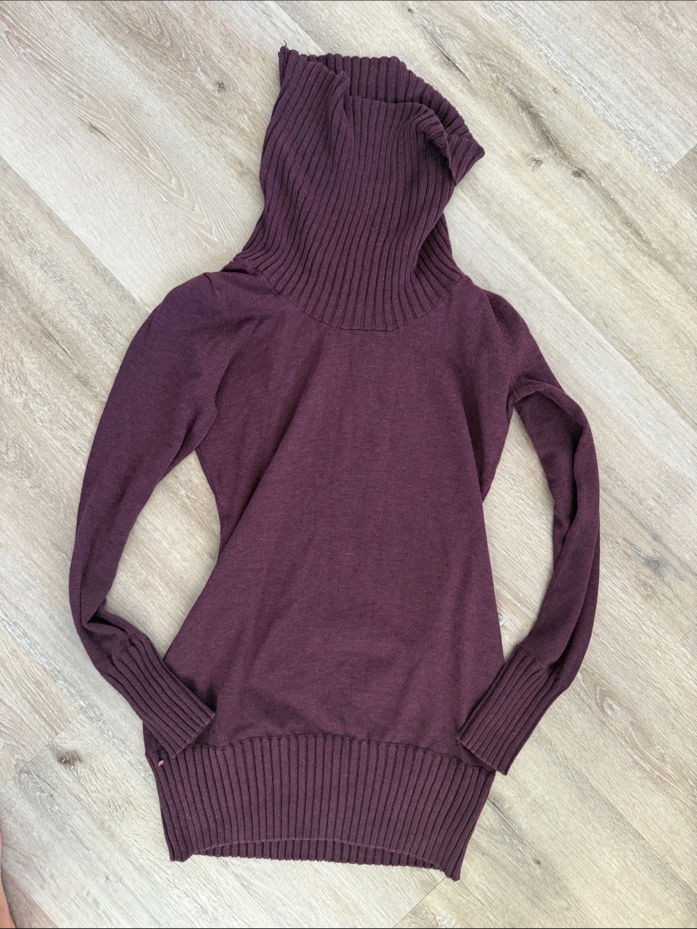 The Limited Plum Ribbed Cowl Neck Sweater